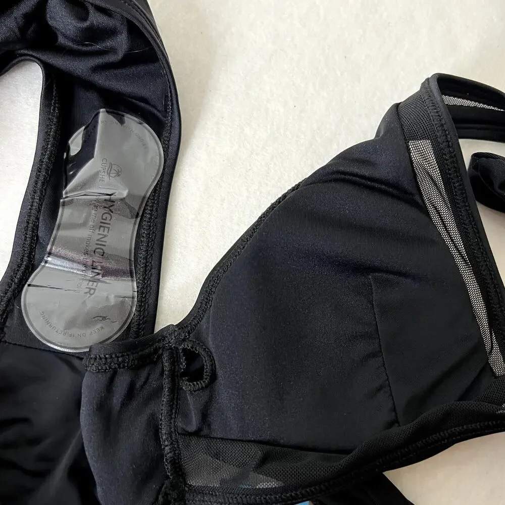 Cupshe Black Mesh Halter Bikini